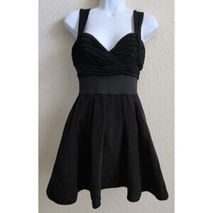 A.B.S. Allen Schwartz Black Crisscross Pleated Bodice Fit N Flare Mini Dress 2